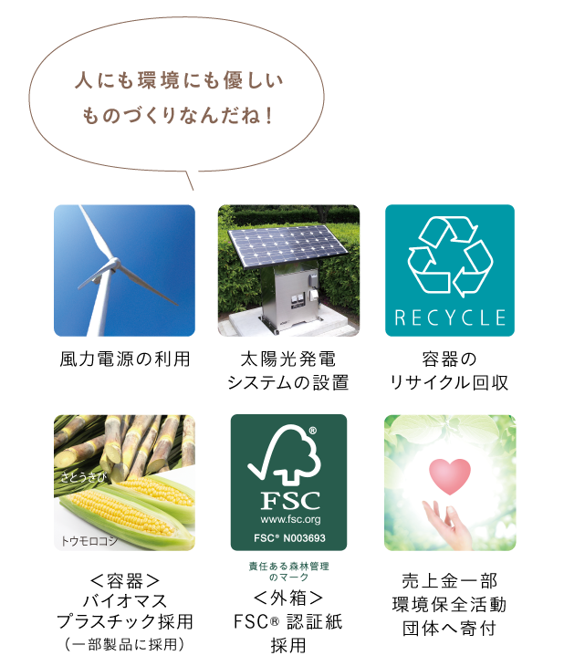 人にも環境にも優しいものづくりなんだね！